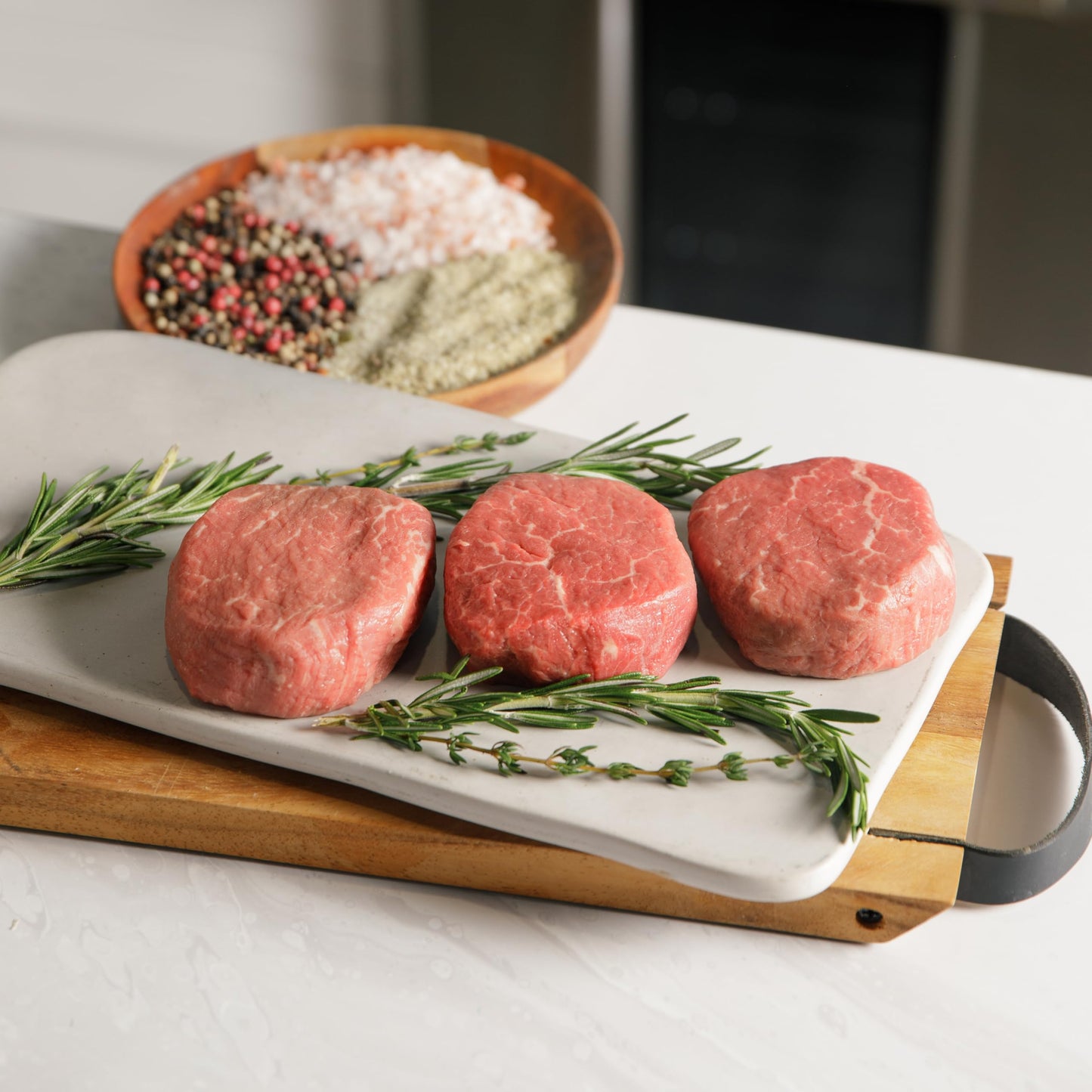 Rastellis Black Angus Beef Filet Mignon Steaks (10 ct) 5 oz Portions  With Butter  3.125 lbs. Total