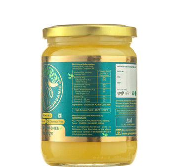 Girorganic Grass Fed A2 Ghee | Clarified Butter (16 Oz) - Unsalted Gir Cow Ghee Butter - Organic Ghee Oil - Pasture Raised, Lact