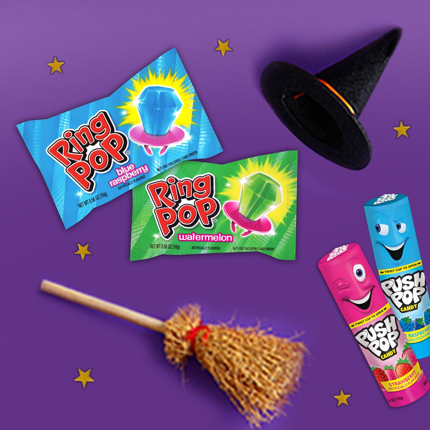 Bazooka Candy Brands Variety Candy Box - 30 Count Lollipops W/ Assorted Flavors From Ring Pop & Push Pop- Fun Candy For Birthdays, Party Favors, And Celebrations