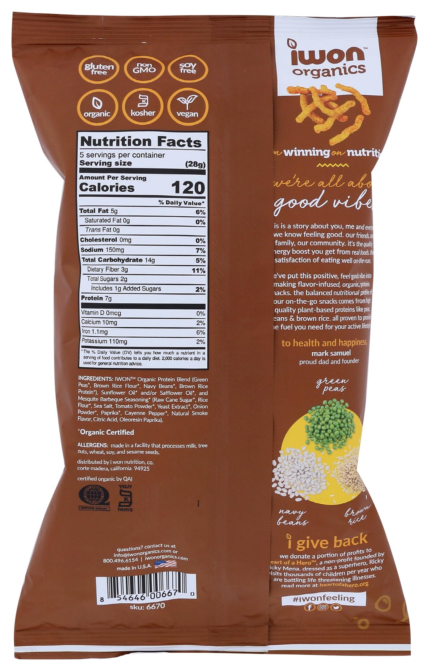 i won! Iwon Organics Organic Mesquite BBQ Protein Stix, 5 OZ