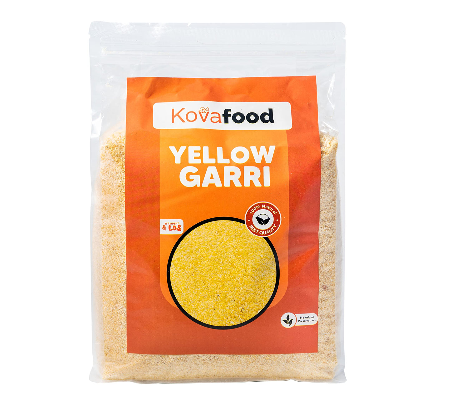 Kovafood Yellow Garri, 4 LBs - Premium Quality, Gluten-Free, Traditional African Food