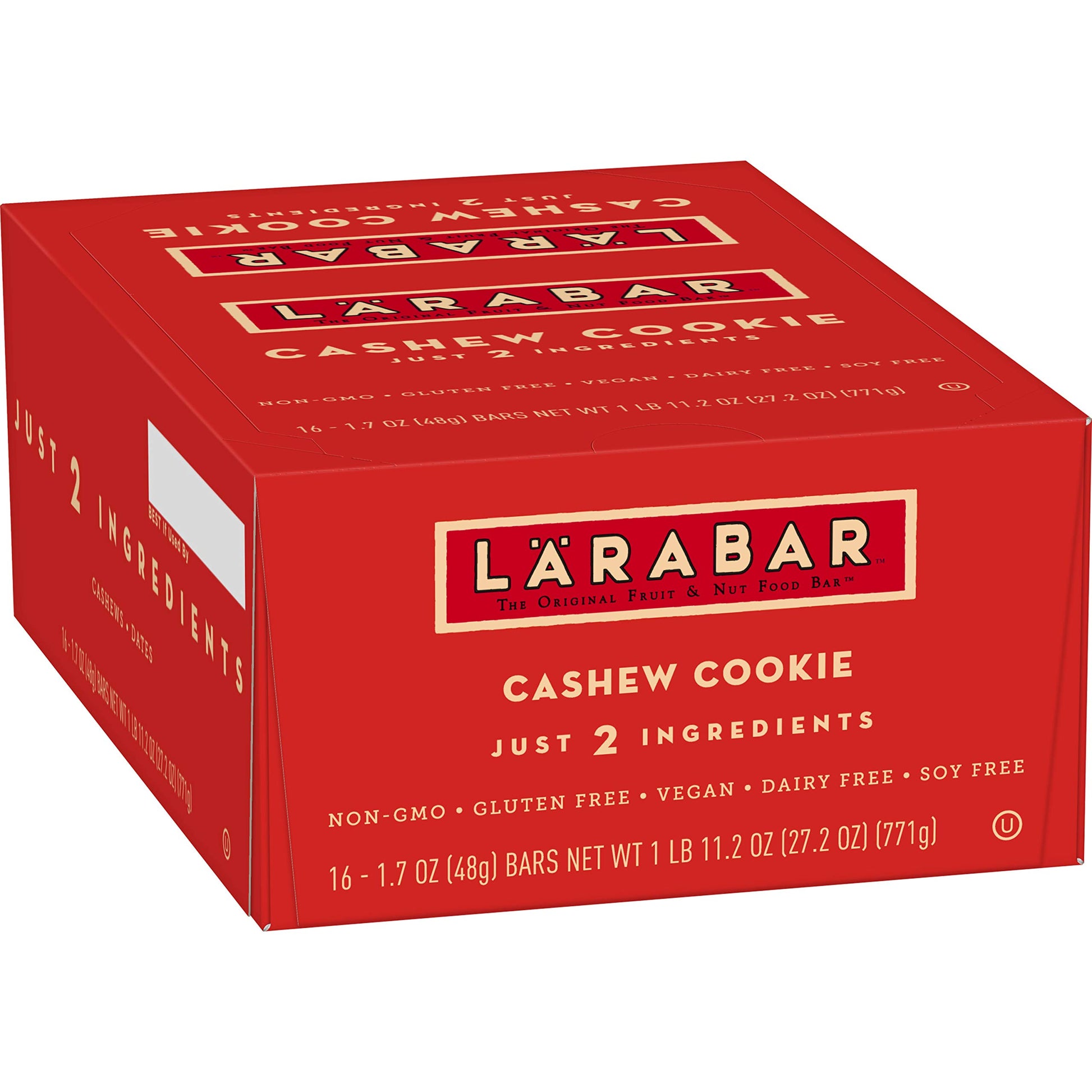 Larabar Gluten Free Bar, Cashew Cookie, 1.7 Oz Bars (16 Count), Whole Food Gluten Free Bars, Dairy Free Snacks
