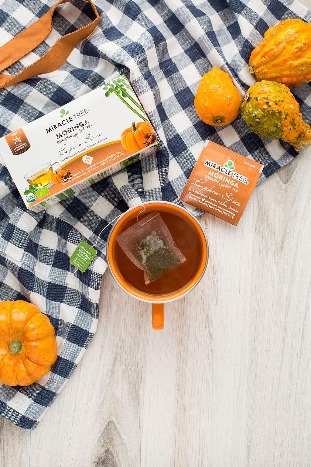 Tree - 6 Count Of Organic Moringa Superfood Tea, 25 Individually Sealed Tea Bags, Pumpkin Spice (Keto, Detox, Energy/Immunity Booster, Vegan, Gluten-Free, Organic, Non-Gmo, Caffeine-Free)