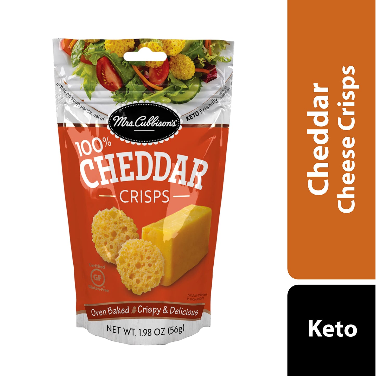 Mrs. Cubbison'S Cheese Crisps - 100% Real Cheese, Keto Friendly, Great For Snacking And Salad Topper - Cheddar Flavor, 1.98 Ounc