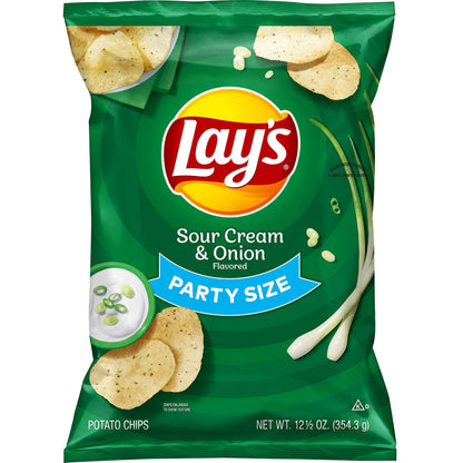 Lays Potato Chips, Sour Cream & Onion Flavored, 12.5 Oz