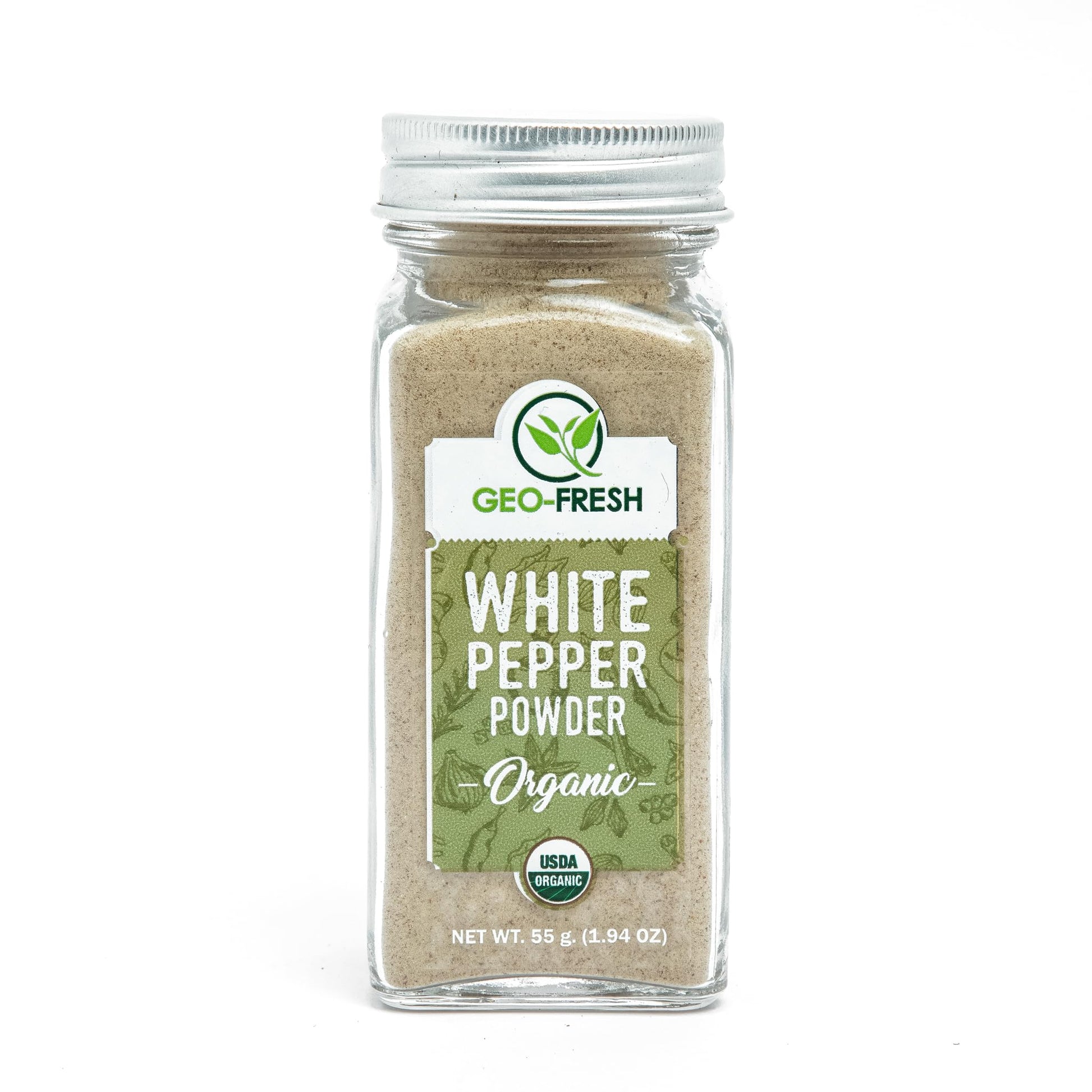 Geo-Fresh Organic White Pepper Powder, 1.94 Oz (55G) | White Peppercorn Powder | Spices & Seasoning | 100% Organic, Gluten Free,