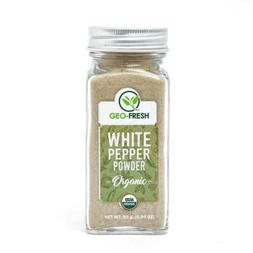 Geo-Fresh Organic White Pepper Powder, 1.94 Oz (55G) | White Peppercorn Powder | Spices & Seasoning | 100% Organic, Gluten Free,