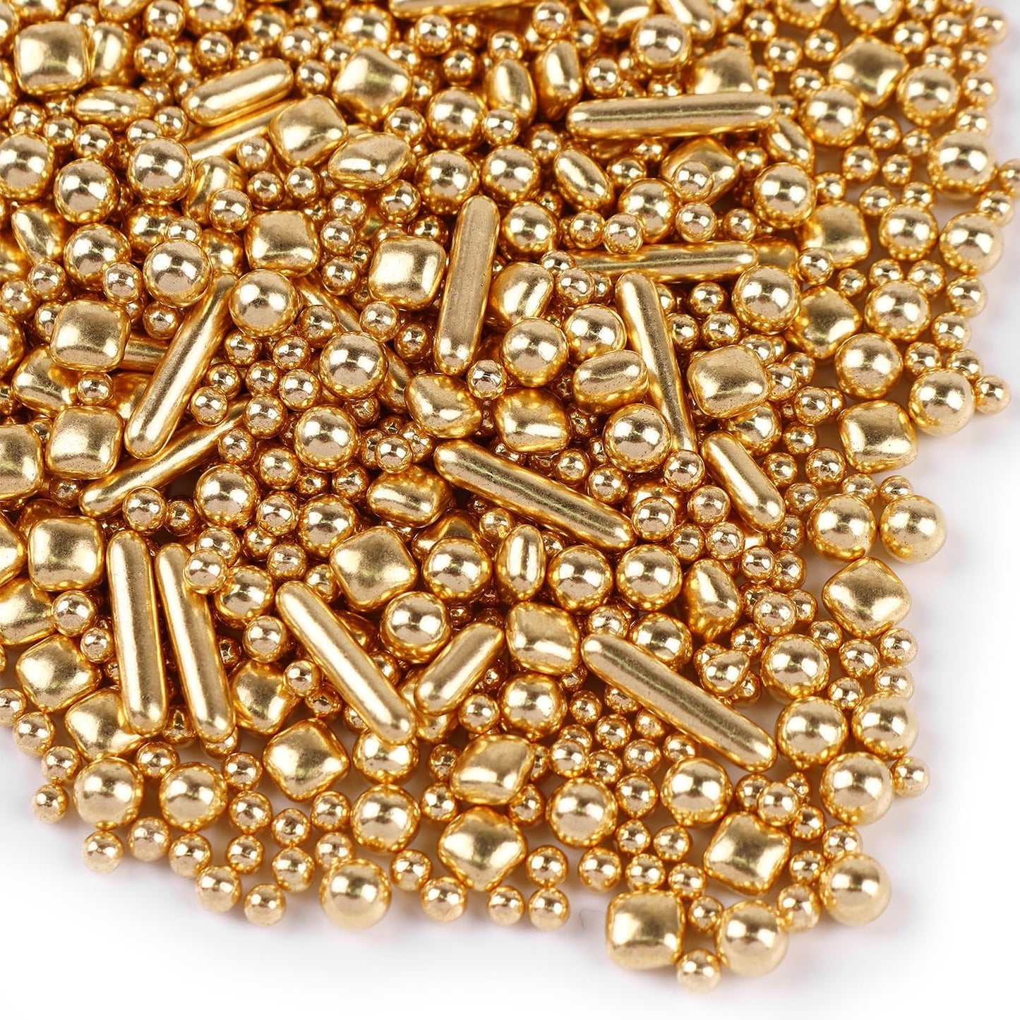 Cobakey Bright Gold Sprinkles For Cake Decorations 3.52 Ounce Gold Pearl Sugar Sprinkles For Cupcake Toppers Wedding Party Valen