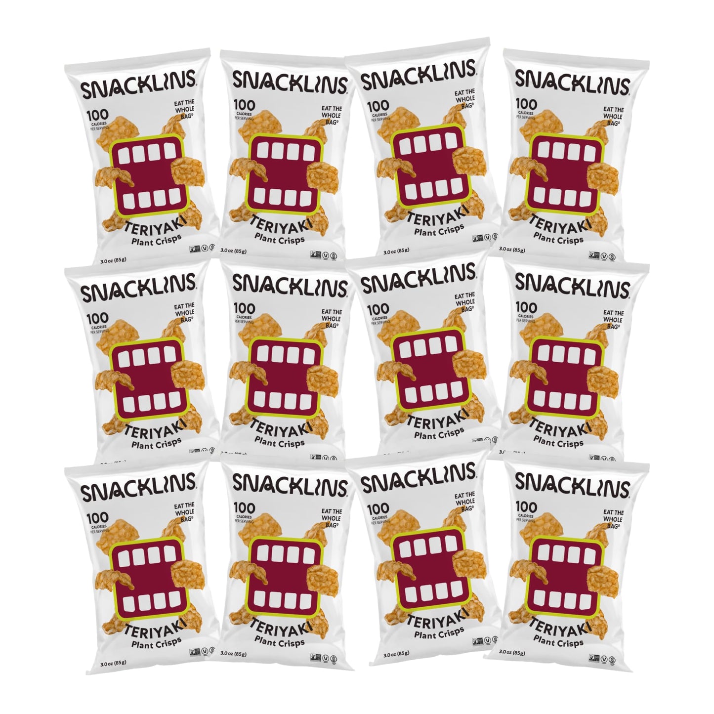 Snacklins Plant Based Crisps - Teriyaki - Vegan Healthy Snacks - Gluten Free, Grain Free, Plant Based Crisps, 100% Kosher For Pa