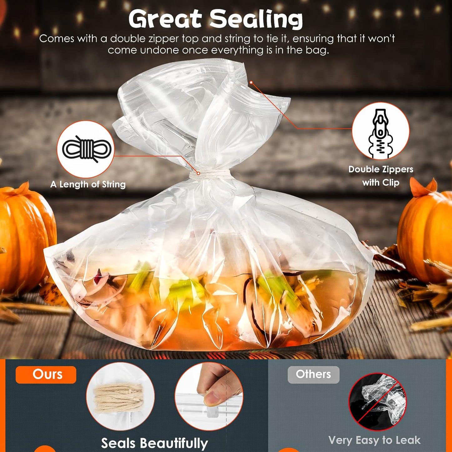 Brining Bags For Turkey, 3 Pack, 26''  22'', Extra Large Turkey Brine Bag Holds Up 35Lb, Thickened Brining Bag With 3 Cotton Str