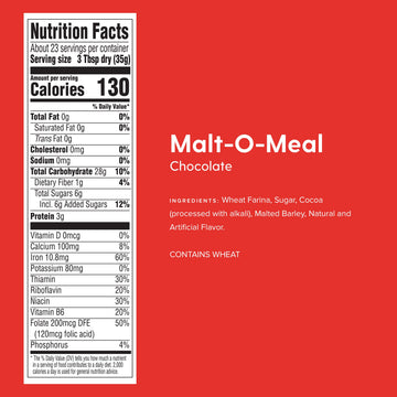 Chocolate Malt-O-Meal, Quick Cooking Hot Breakfast Cereal, 28 Ounce Box (Pack of 4)