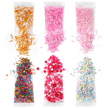 Sprinkles For Cake Decorating, Cookies, Ice Cream, Cupcake Topper, 6 Packs Rainbow Jimmies Sprinkles, Sugar Candy Of Assorted Sp