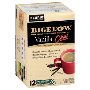 Bigelow Tea Vanilla Chai Black Tea Keurig K-Cup Pods, Caffeinated Tea Keurig Tea Pods, 12 Count Box (Pack Of 6), 72 Total K-Cup