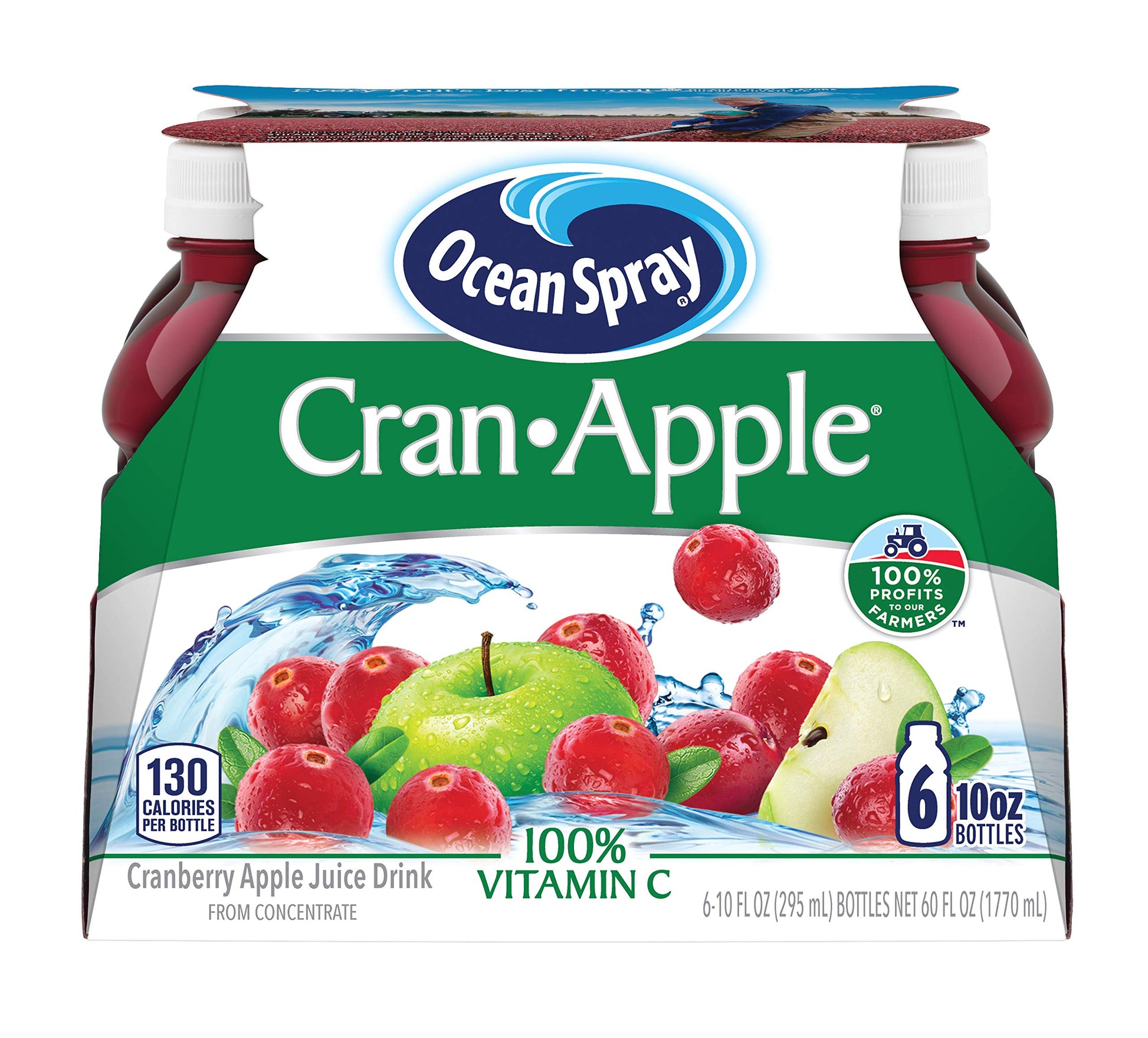 Ocean Spray Cran-Apple Cranberry Apple Juice Drinks  10 Fl Oz Bottles  6 Count (Pack Of 1)