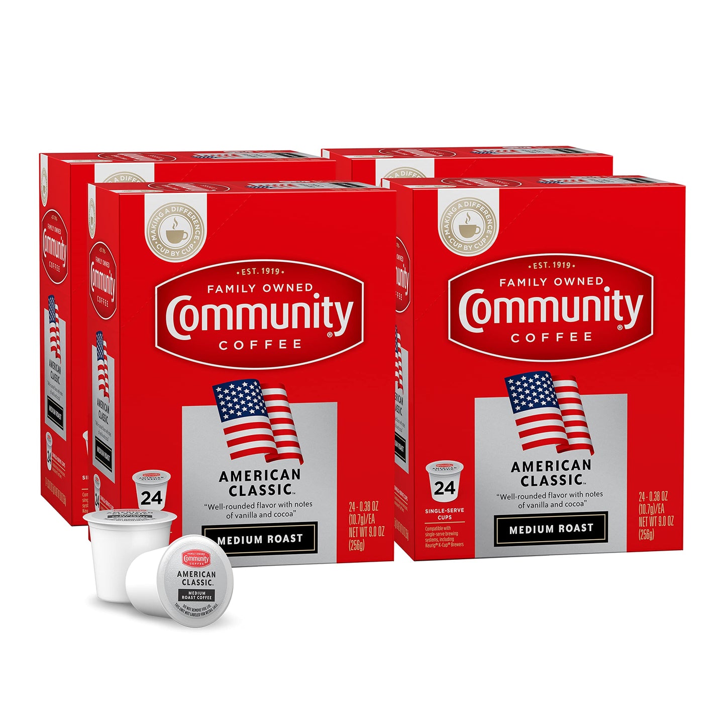 Community Coffee American Classic Coffee Pods, Compatible with Keurig 2.0, 96 Count (24 Count Pack of 4)