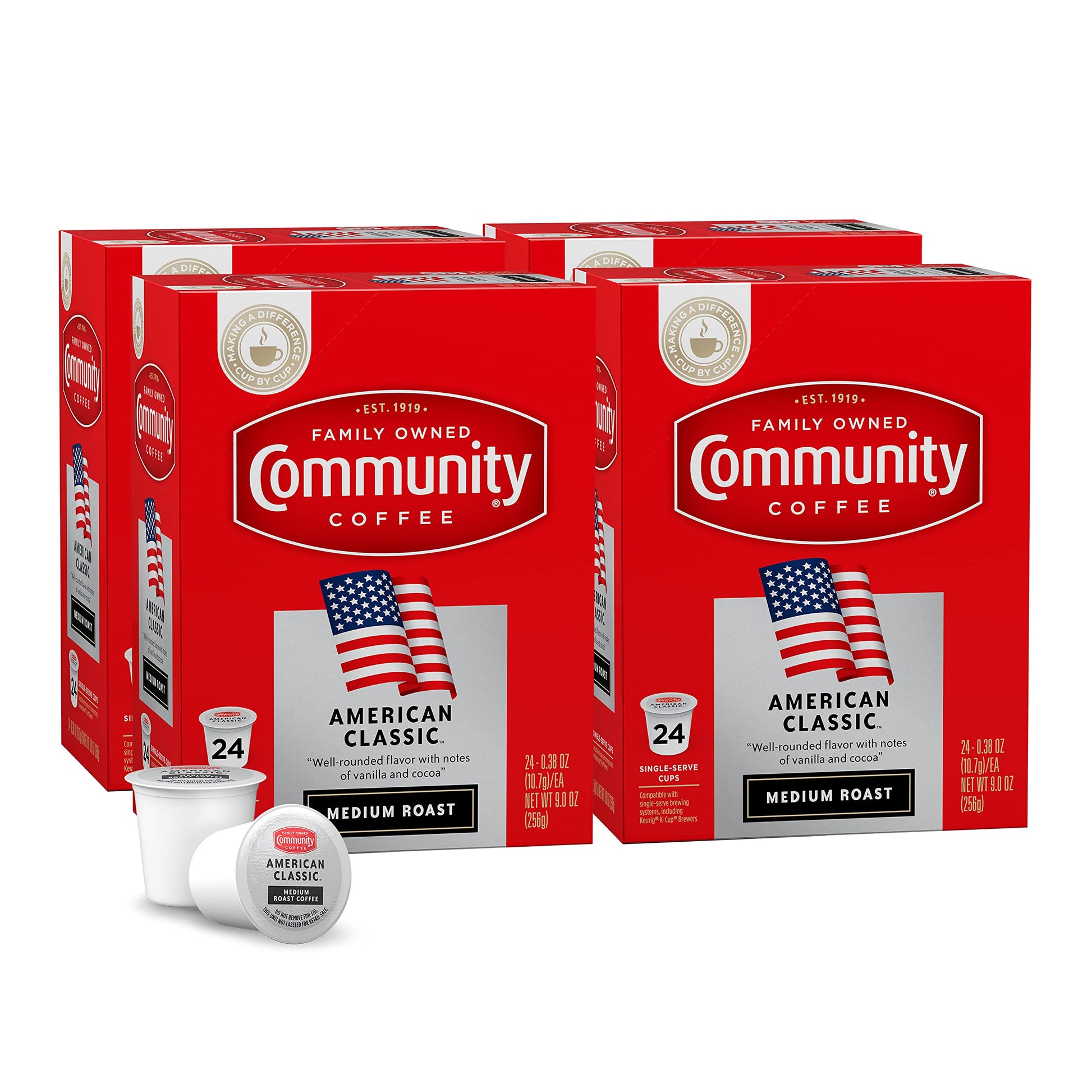 Community Coffee American Classic Coffee Pods, Compatible with Keurig 2.0, 96 Count (24 Count Pack of 4)