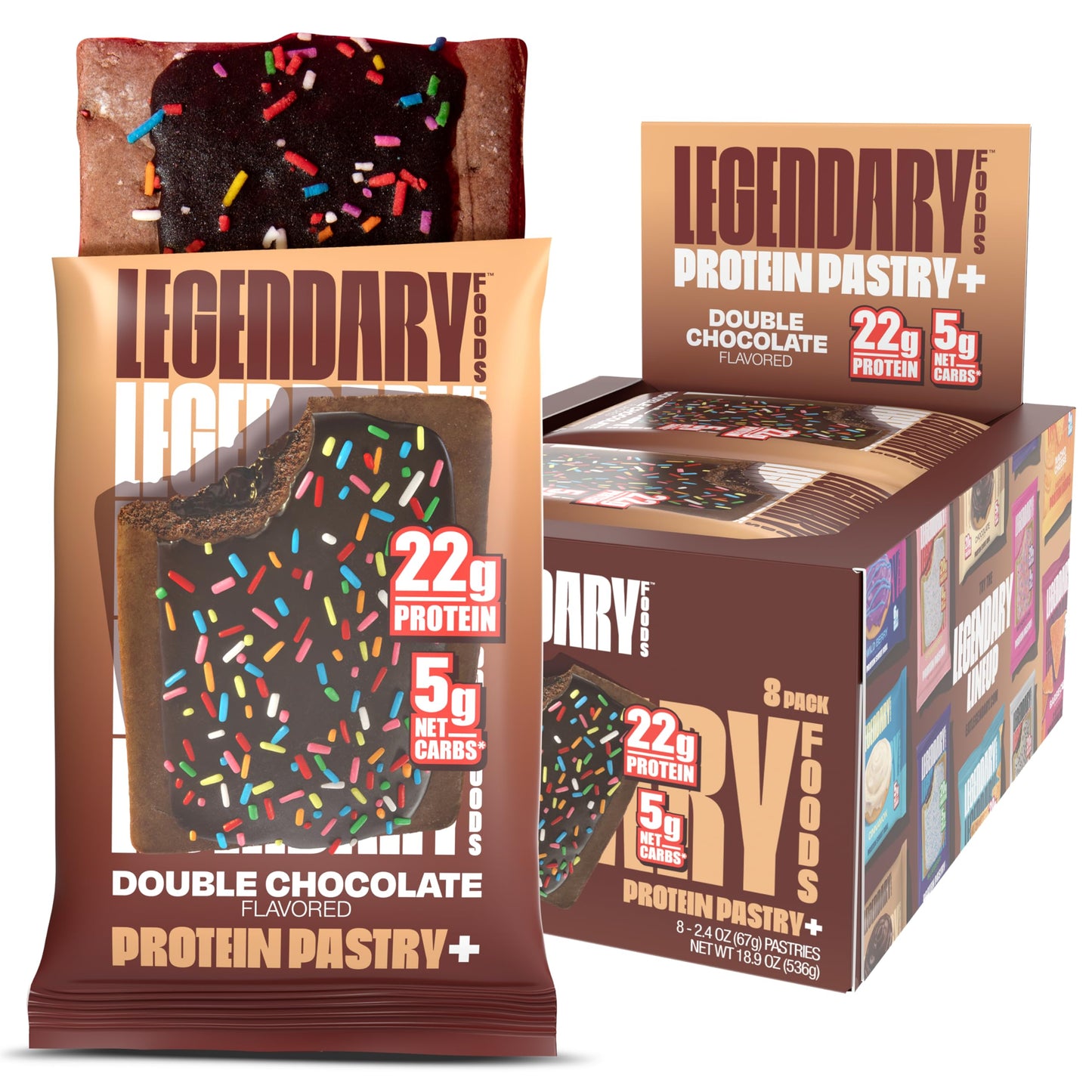 Legendary Foods 22 G High Protein Pastry+ Premium Boosted - Low Carb Meal Replacement Bar - Gluten Free Protien Snacks - Healthy