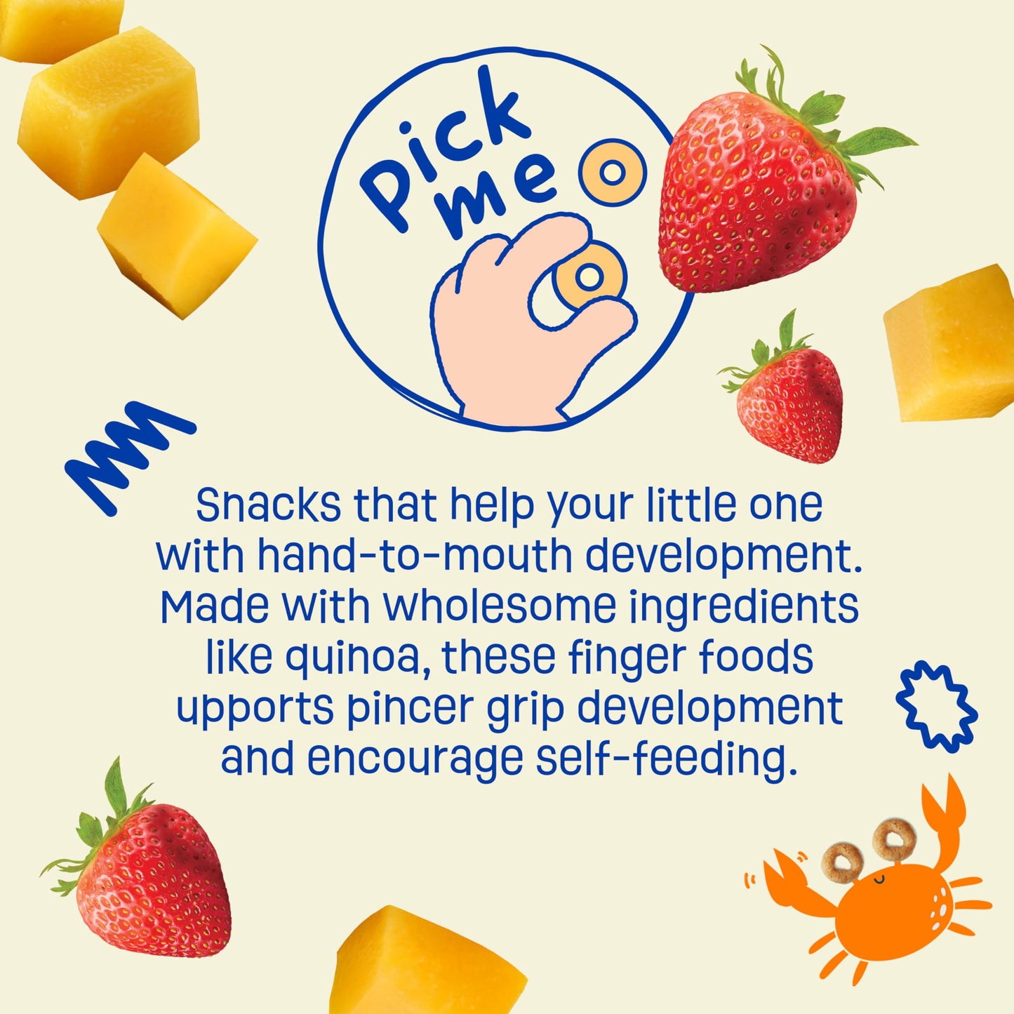 Earths Best Organic Melty Hoops, Bite-Sized Snacks For Babies 8 Months And Up, Strawberry And Mango, 0.32 Ounce Individual Bags (Pack Of 4)