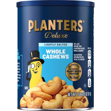 PLANTERS Deluxe Lightly Salted Cashews, Party Snacks, 18.25 Ounce, Kosher, Plant-Based Protein
