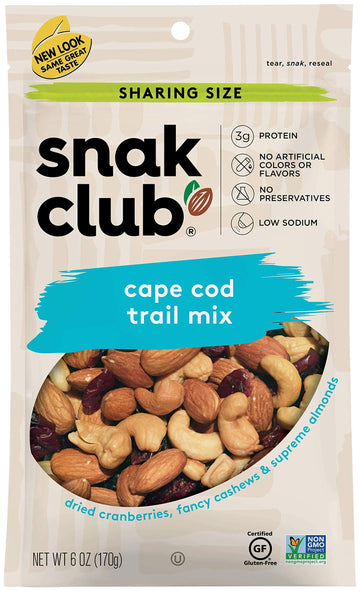 Snak Club Trail Mix, Cape Cod, 6 Ounce (Pack of 6) - Nutritious Snack Mix, Perfect for On-the-Go, Great for Sharing