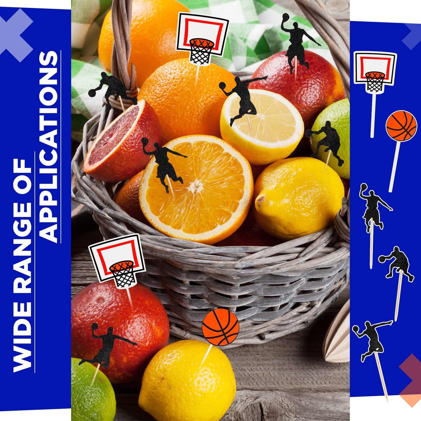 60 Pcs Basketball Action Cake Cupcake Toppers Basketball Sport Summer Birthday Party Decorations Basketball Themed Cake Topper F