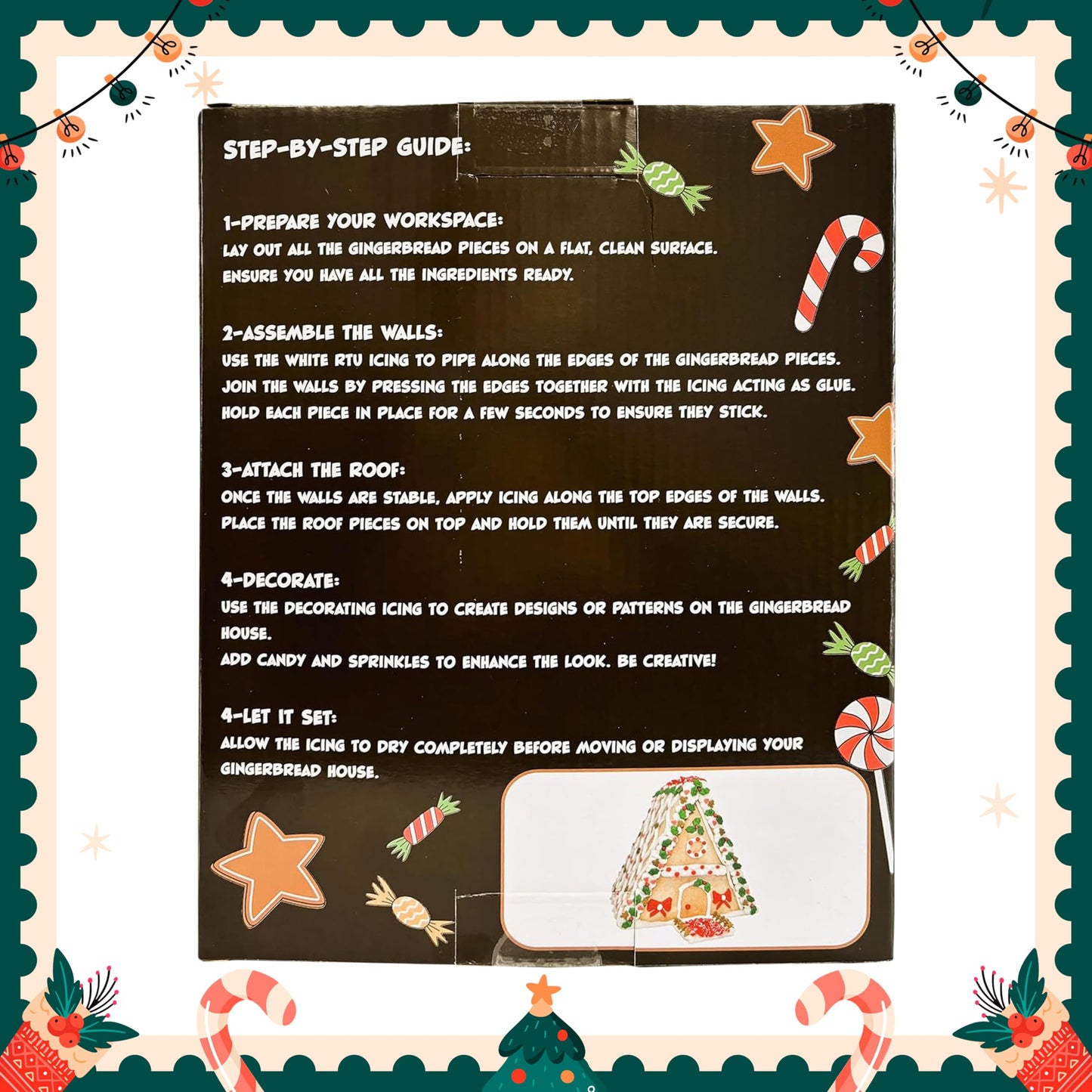 Sarah'S Candy Factory Gingerbread Cookie House Kit - 1.6 Lbs - Easy To Decorate - Includes Everything Needed To Assemble And Dec