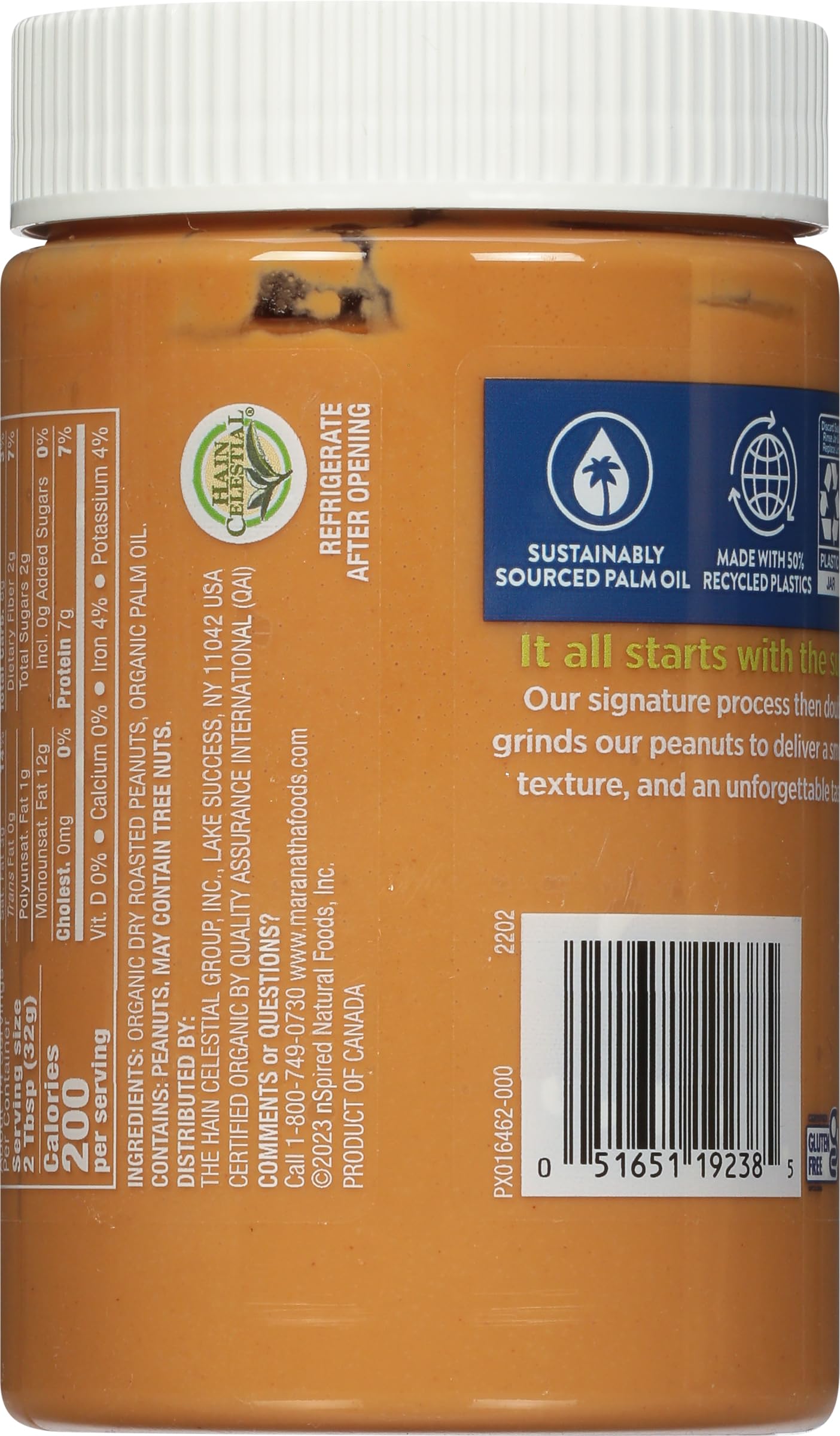 Maranatha Organic No-Stir Creamy Peanut Butter Spread, No Sugar or Salt Added, 16 Ounce (Pack of 2)
