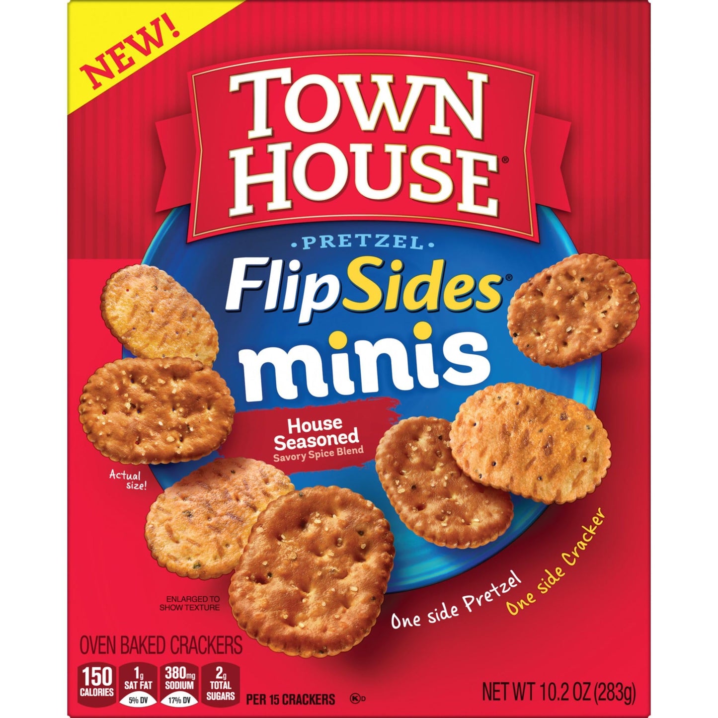 Town House Flipsides Minis Oven Baked Crackers, Lunch Snacks, Snack Crackers, House Seasoned (12 Boxes)