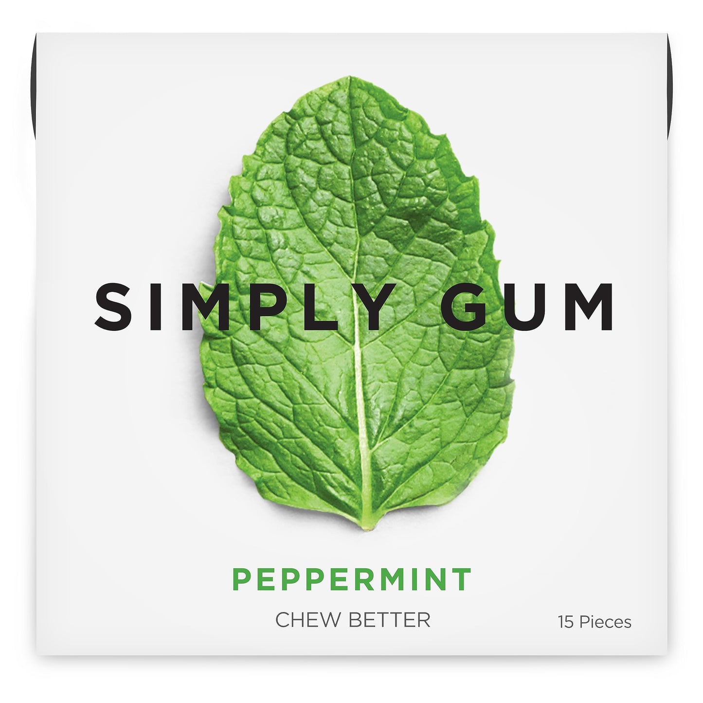 SIMPLY Gum Peppermint, Plastic-Free Natural Chewing Gum, 12 Pack (180 Pieces) | Vegan, Kosher, Non GMO, Aspartame Free and Sorbi