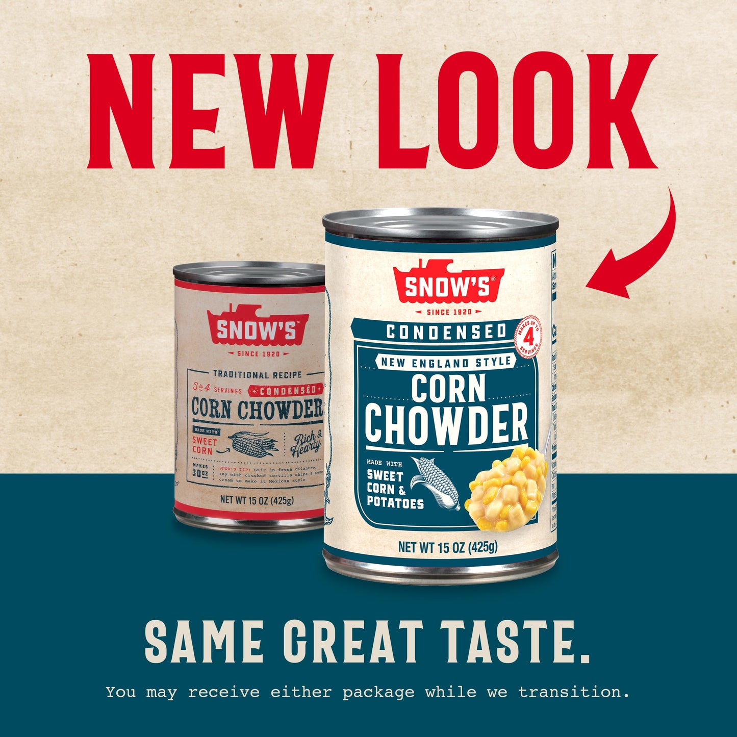 Snows Condensed Corn Chowder, 15 oz Can - Creamy and Comforting Chowder with Corn, Spices and Hearty Potatoes