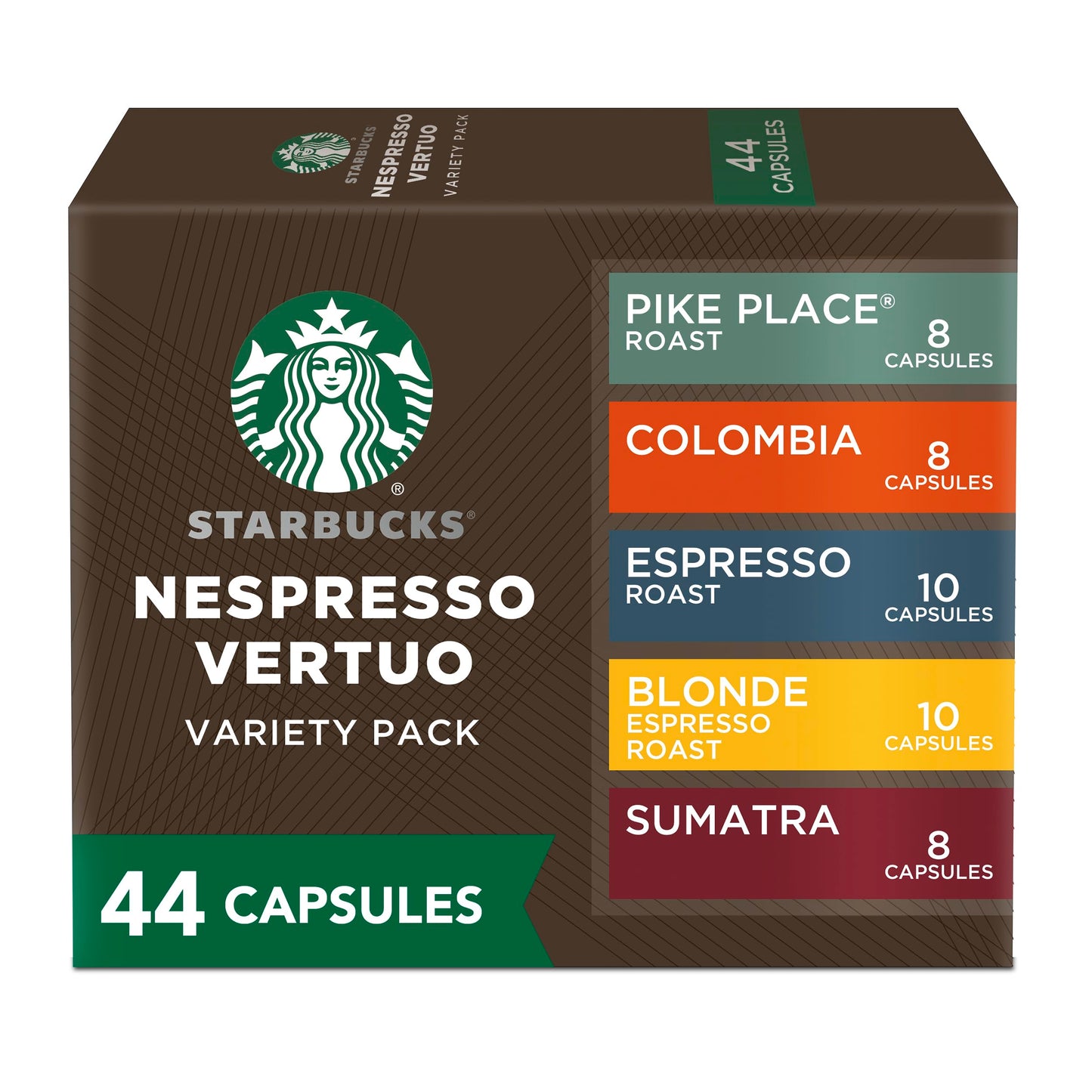 Starbucks Nespresso Vertuo Coffee & Espresso Pods, 44-count Variety Pack, Brews 7.8 oz & 1.35 oz, 1 Count