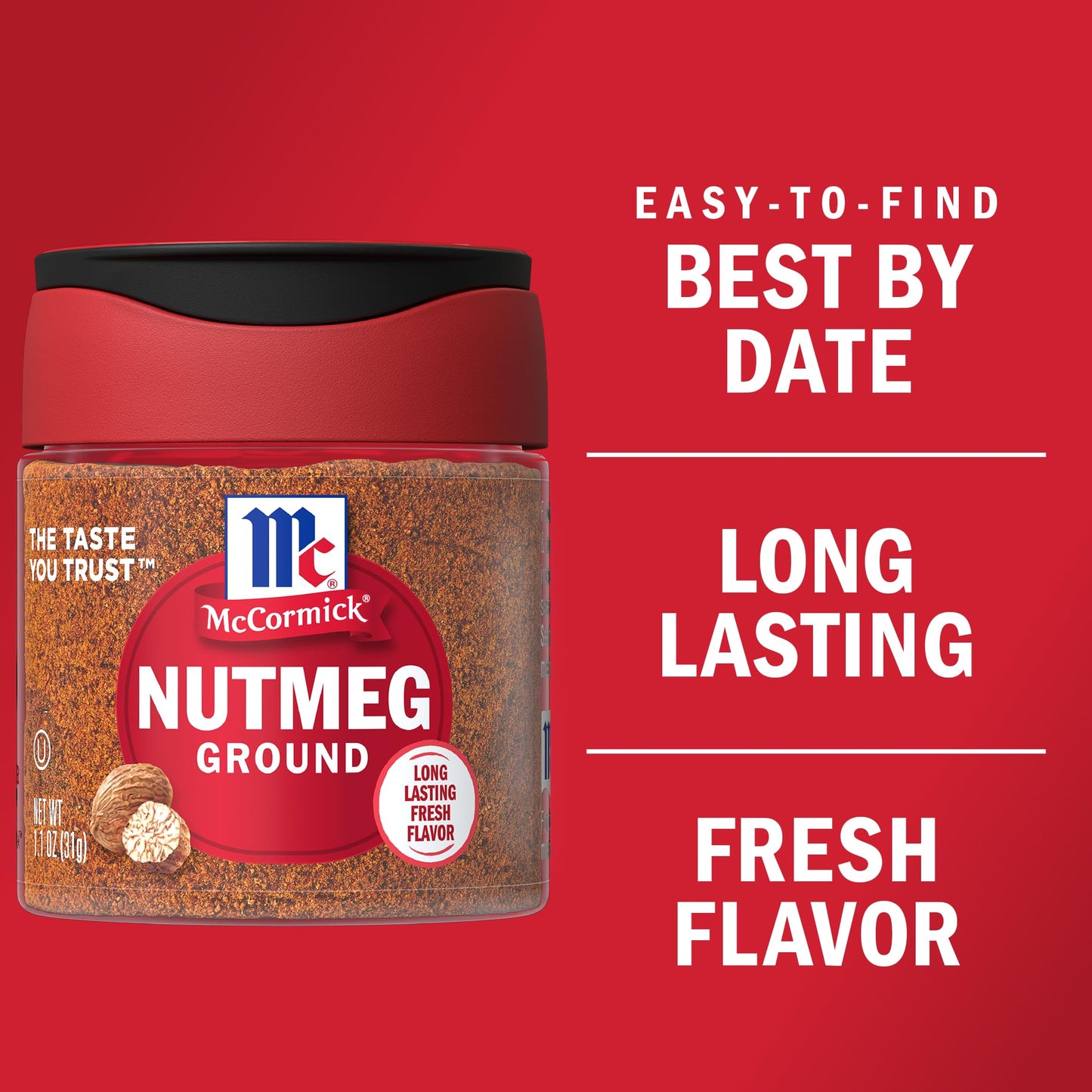 McCormick Ground Nutmeg, 1.1 oz (Pack of 6) - Flavorful Spice for Baking and Cooking