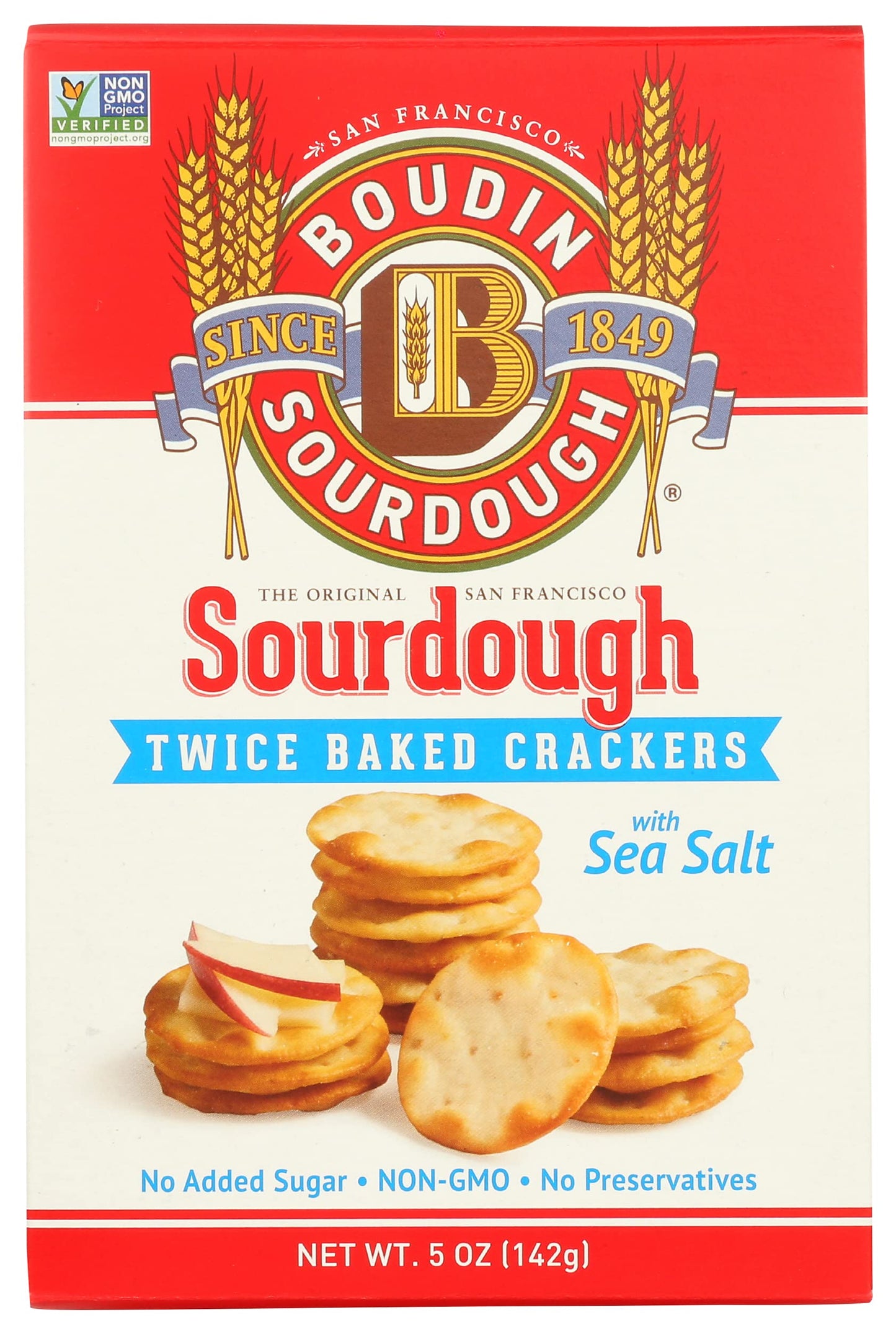 Boudin Sourdough Twice Baked Crackers With Sea Salt, Non GMO, 5 Ounces (Pack Of 12)