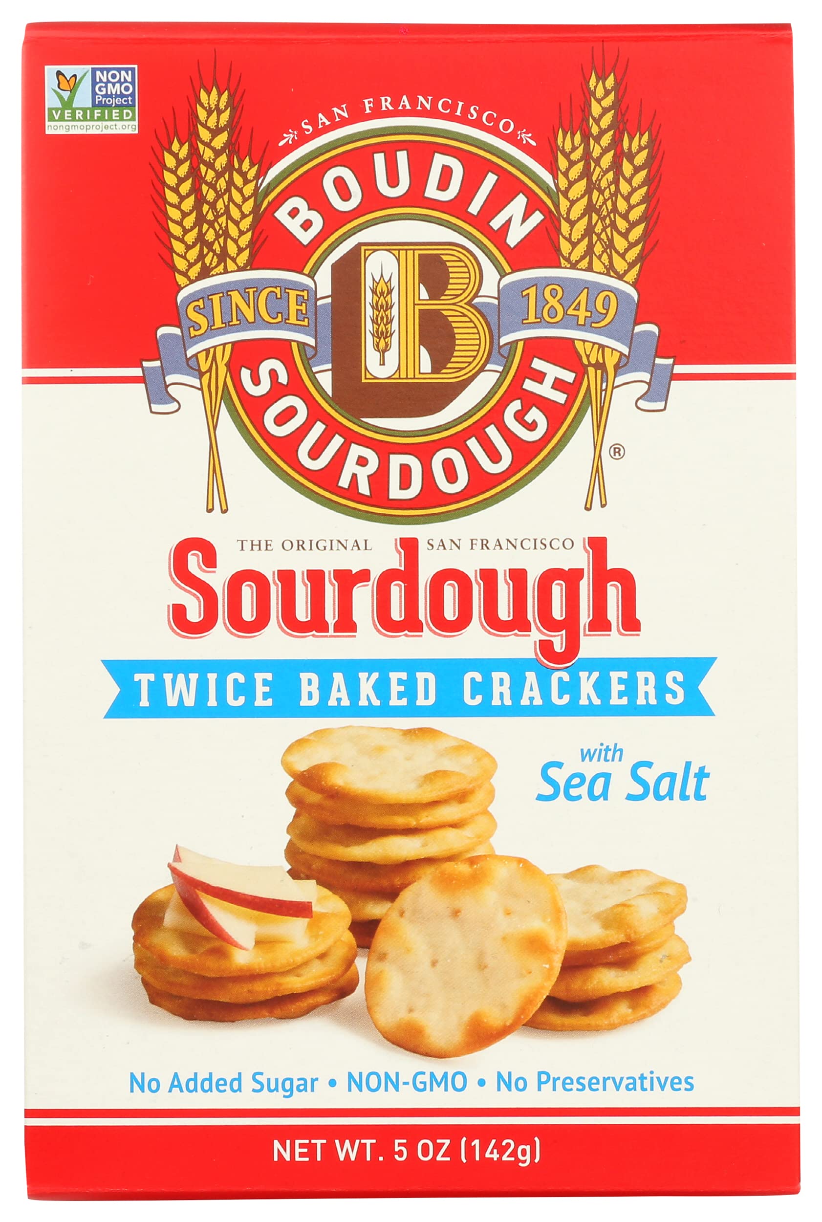 Boudin Sourdough Twice Baked Crackers With Sea Salt, Non GMO, 5 Ounces (Pack Of 12)