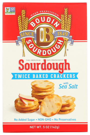 Boudin Sourdough Twice Baked Crackers With Sea Salt, Non GMO, 5 Ounces (Pack Of 12)