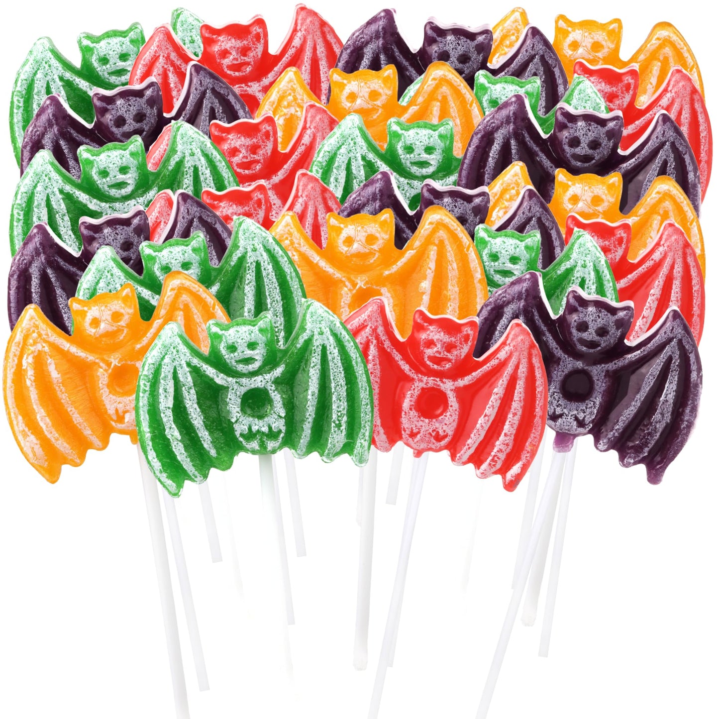 Sweetzo Bat Halloween Tattoo Lollipops - Individually Wrapped Suckers, 24 Count, Medium Size, Perfect for Trick or Treat Goodie Bags