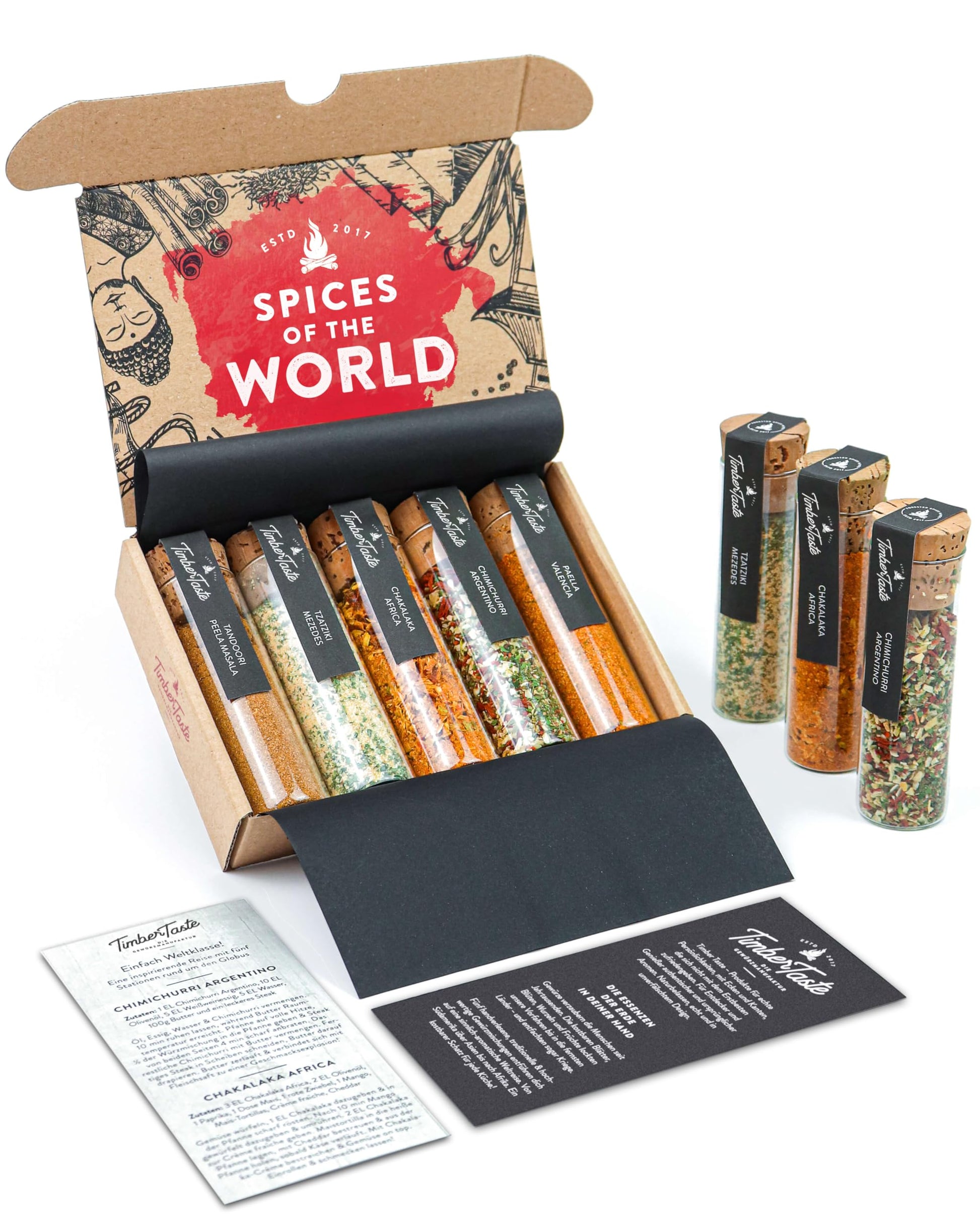 TIMBER TASTE World Spice Collection - World Spice Gift Set - Gourmet Spices and Seasonings Set for Men & Women - International S