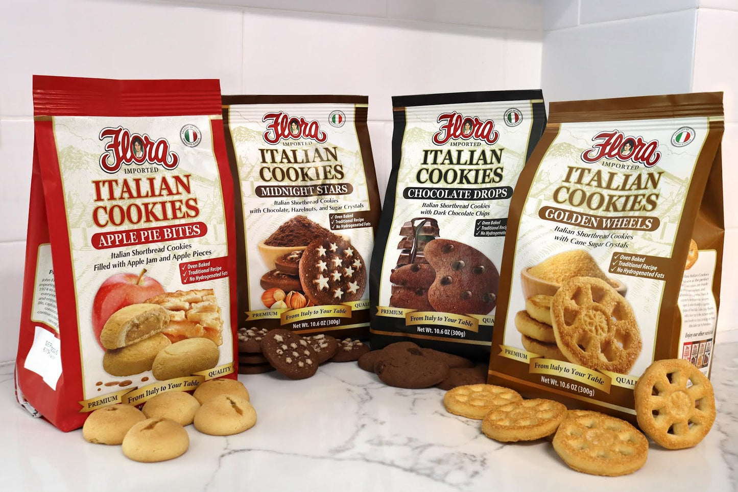 Flora Italian Cookies Golden Wheels - Italian Shortbread Cookies With Cane Sugar Crystals - Traditional Recipe - No Hydrogenated