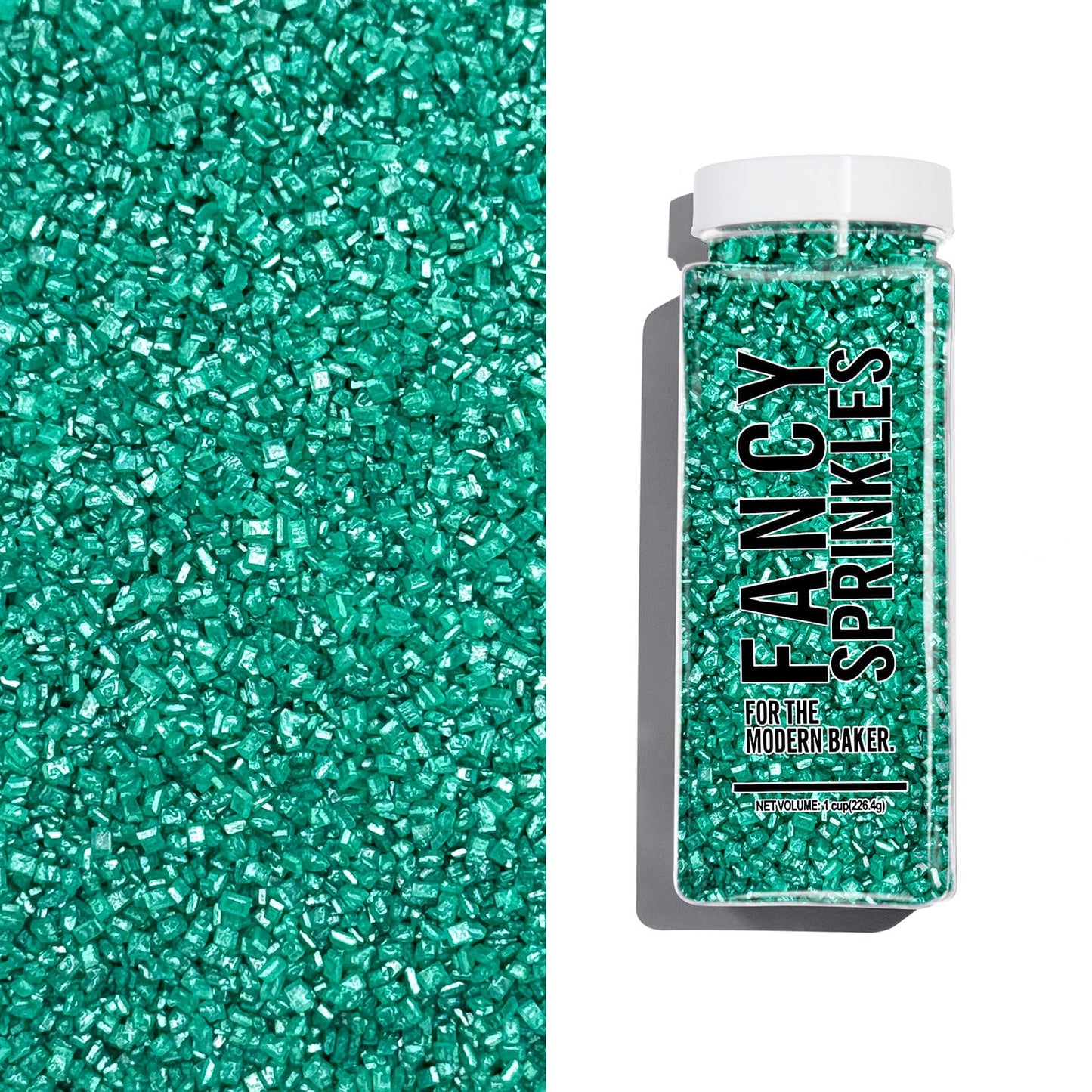 Fancy Sprinkles Emerald Green Fancy Sugar Pearlescent, Sparkly Sugar Crystals (8 OZ)
