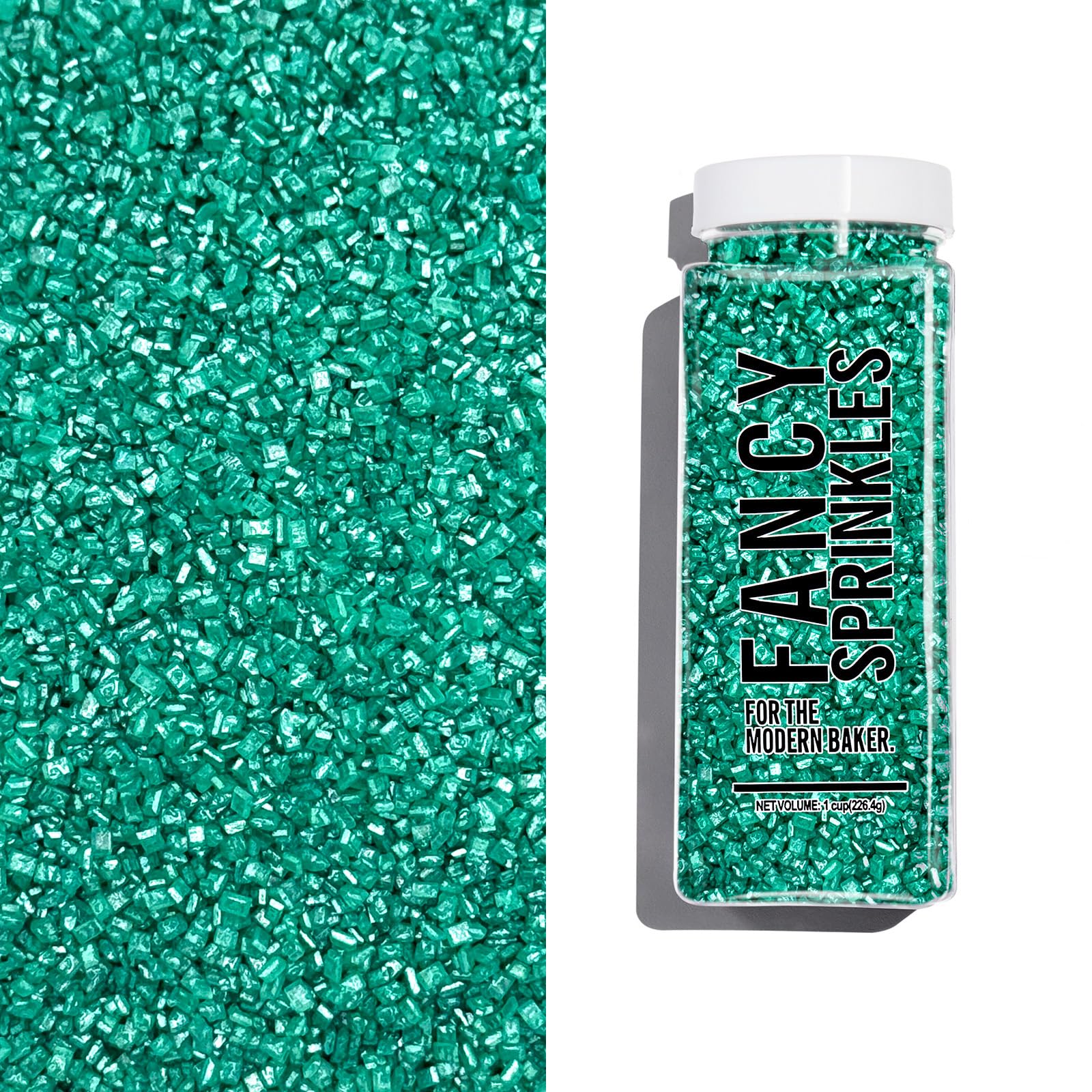 Fancy Sprinkles Emerald Green Fancy Sugar Pearlescent, Sparkly Sugar Crystals (8 OZ)