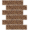 6pcs Leopard Print Edible Cake Border Strips, Rice Paper Cheetah Pattern Cake Side Trim Decorations for Womens Birthday Party