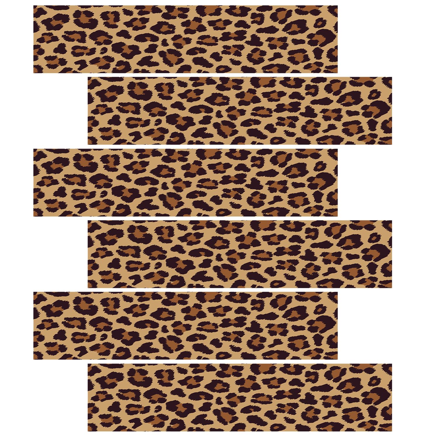 6pcs Leopard Print Edible Cake Border Strips, Rice Paper Cheetah Pattern Cake Side Trim Decorations for Womens Birthday Party