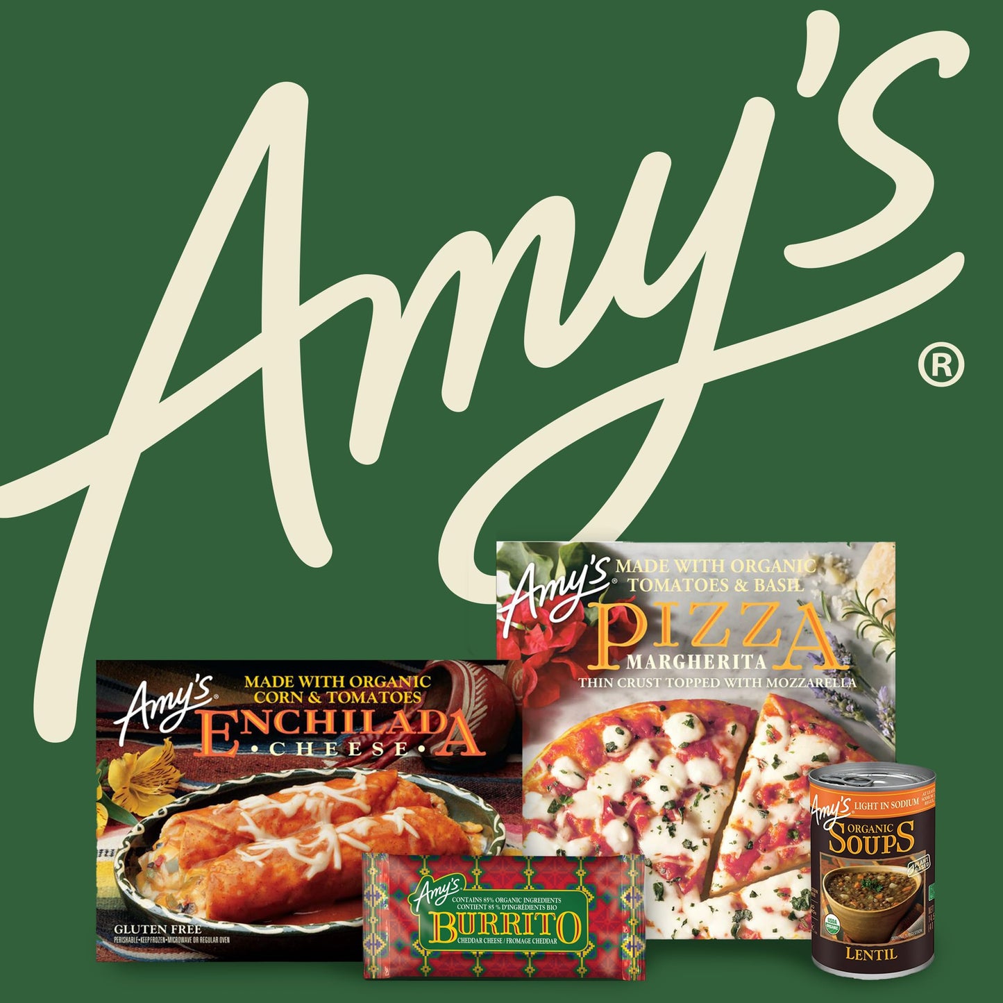 Amys Frozen Meals, Cheddar Cheese Burrito with Organic Rice and Beans, Microwave Meals, 6.0 Oz
