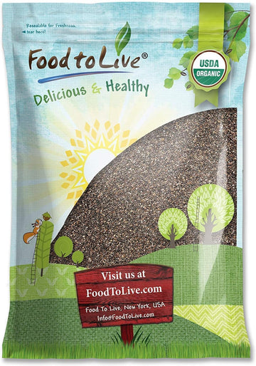 Food to Live - Organic Black Chia Seeds, 10 Pounds Non-GMO, Whole, Sproutable, Vegan, Kosher, Keto, Sirtfood, Bulk. Rich in Esse