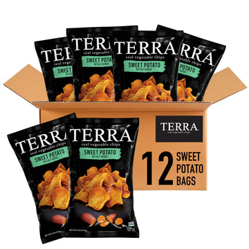 Terra Vegetable Chips, Sweet Potato Chips, No Salt Added, 5 Oz (Pack of 12)