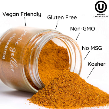 Jamie Geller Shawarma Seasoning Spice Mix, 4.2oz Glass Jar, OU Kosher, Ideal for Meat, Turkey, Grilled Chicken, Beef Rub