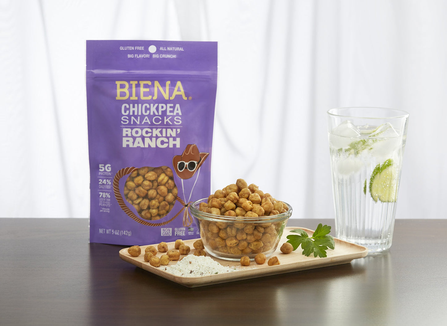 Biena Rockin Ranch Chickpea Snacks  Gluten Free  Vegan  Dairy Free  Plant-Based Protein (Single 5 Oz. Bag)