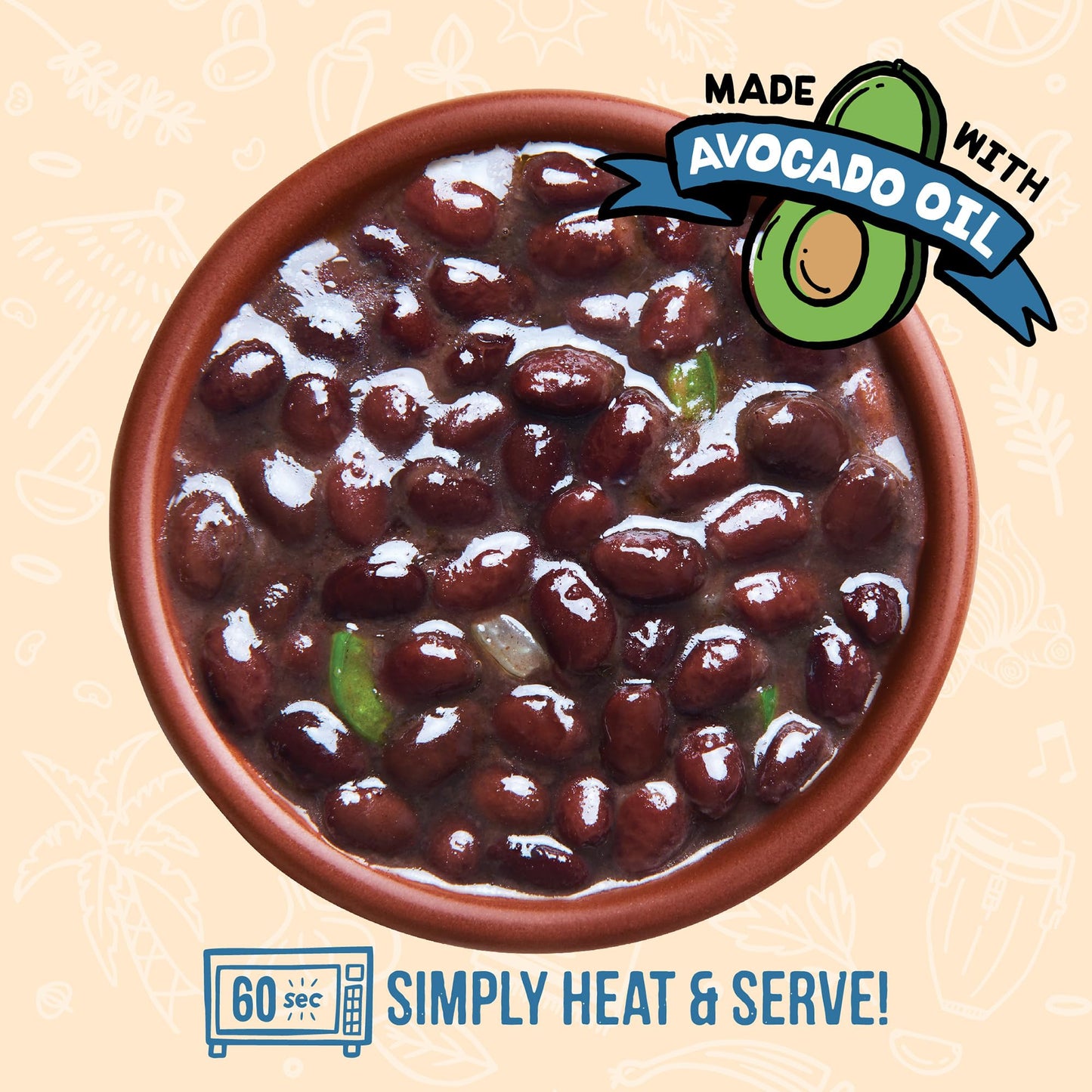 A Dozen Cousins Seasoned Beans, Vegan And Non-Gmo Meals, Microwaveable Beans Ready To Eat Made With Avocado Oil (Black Beans, 6