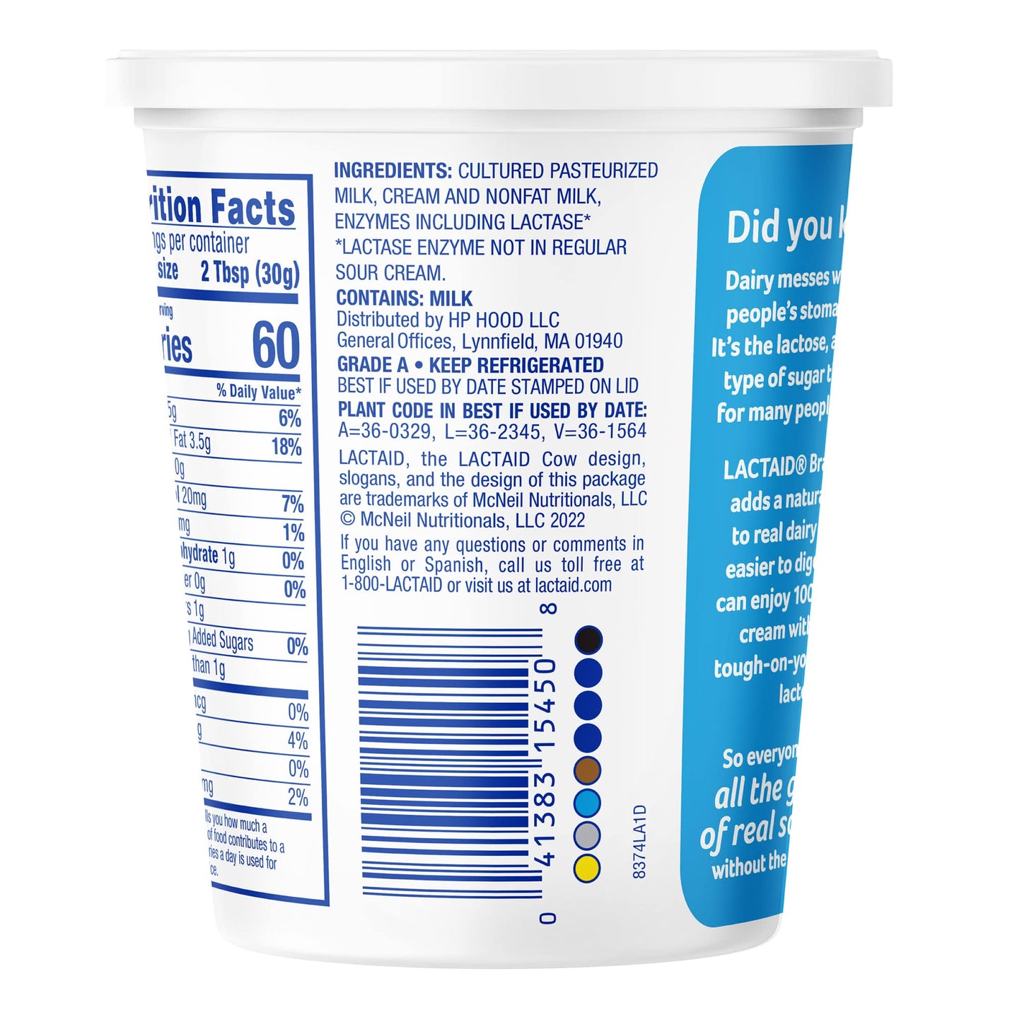 Lactaid Sour Cream, 16 oz