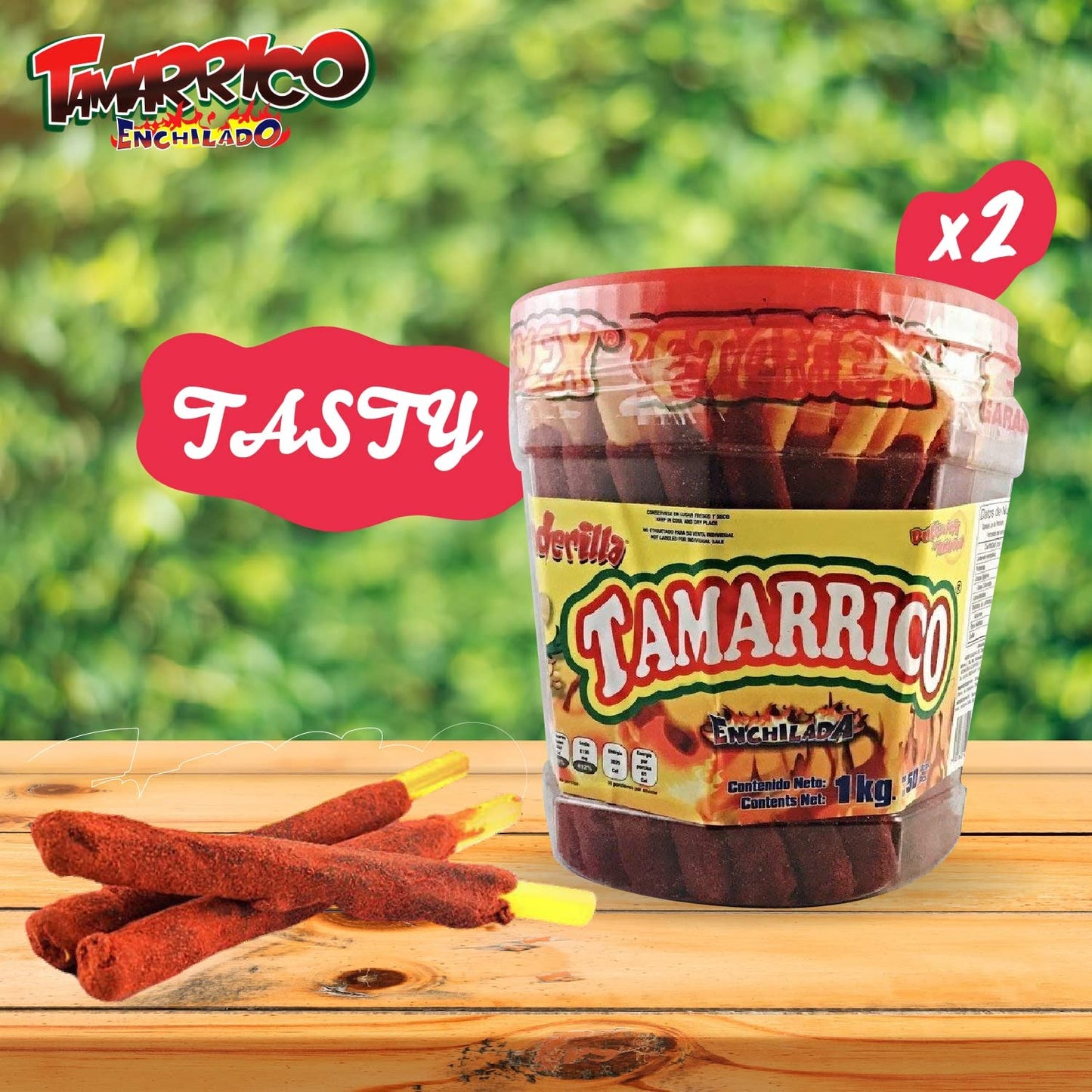 2 Pack BETAMEX Tamarrico Candy Tamarind Flavor Sticks 50 Pcs 1kg/2.2pounds - Mexican Candy - Chili and Tamarind - Spicy Flavor